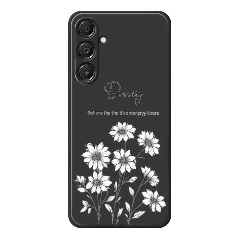 

For Samsung Galaxy A16 5G/4G Case Sketch Flowers Pattern Printing Straight Edge TPU Phone Back Cover Black