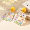 Geometric Acrylic Earrings Pendientes Earring For Women Retro Flower Contrast Color Square Earrings Acrylic Candy Color Earrings