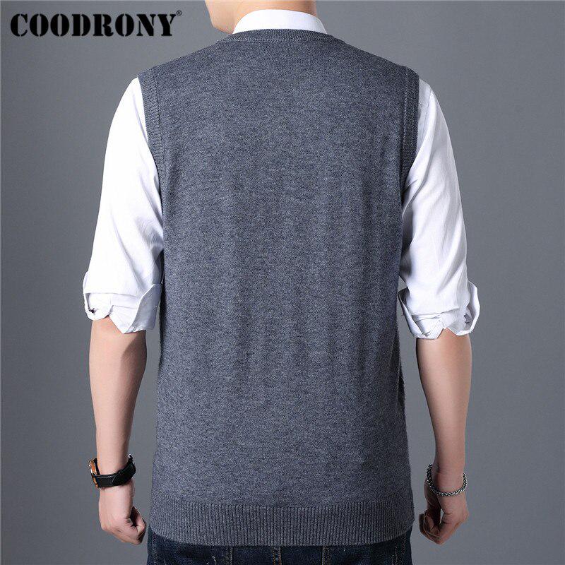Mens Sweater Autumn Winter Sweater V -Neck Sleeveless Vest Pull Homme Knitted Cashmere Wool Pullover