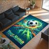 Soccer Theme Crystal Velvet Rug Personalized Custom Name Text Soft Floor Mat Home Decor