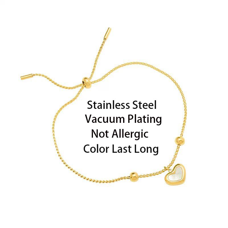 New Light Luxury Sweet Heart Pendant Stainless Steel Bracelet For Women Korean Fashion Sexy Female Wrist Chain Jewelry Wholesale