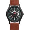 "Men's Waterproof Simple Watch Brown Arabic Numerals Luminous Pointer Quartz Large Dial"