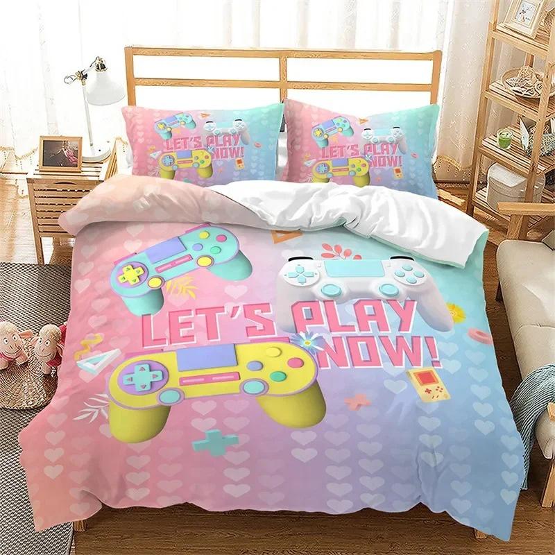 Game Bedding Set for Children and Boys, Handle controller Duvet Cover Sets, Twin, Full, Queen, King Bedroom Set gaming for teen