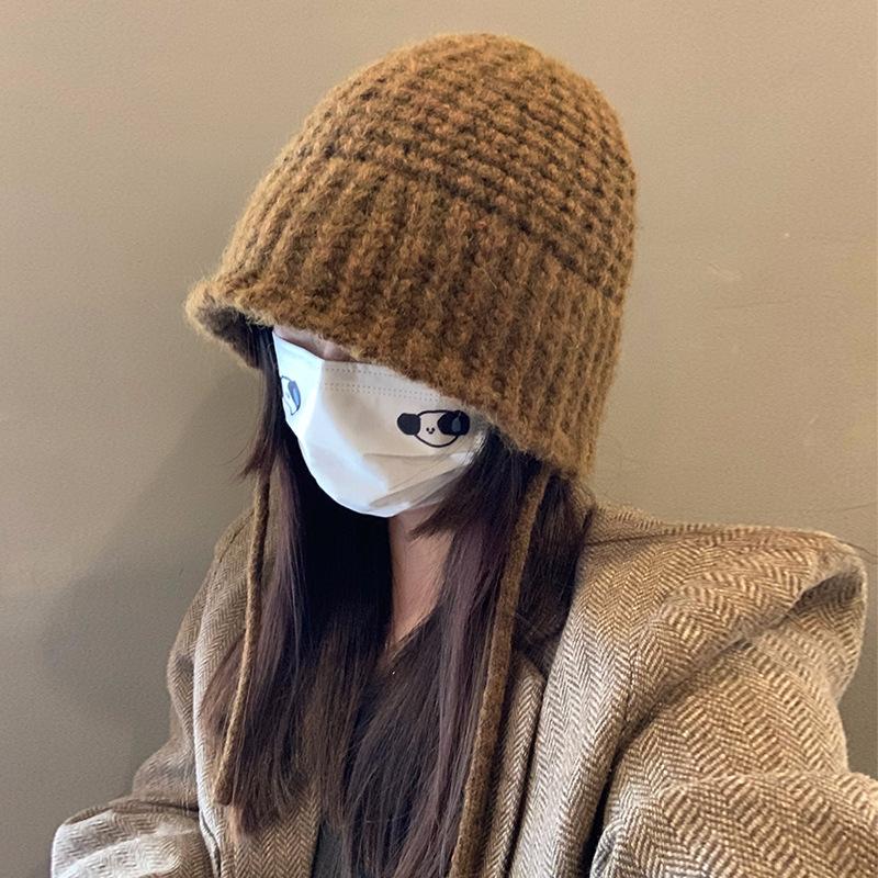Maillard Knitted Hat Women's Autumn and Winter Large Head Circumference Korean Style Warm Woolen Hat Fisherman Hat Loose and Small Face
