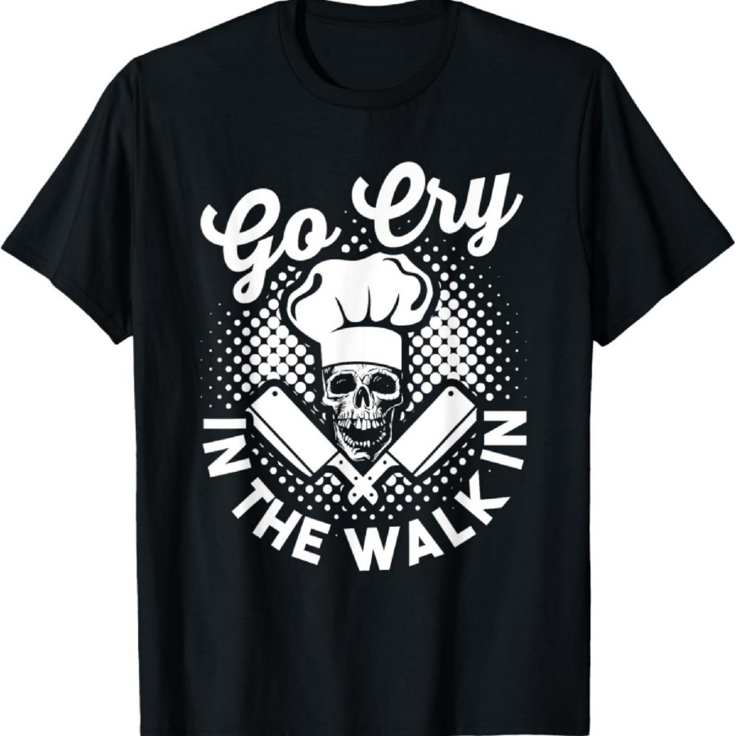 Смешная футболка с дизайном черепа в поварском колпаке «Иди поплачь в холодильнике» S