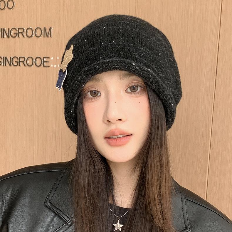 Autumn and Winter New Star Sticker Warm Hat Women's Velvet Windproof Pullover Hat