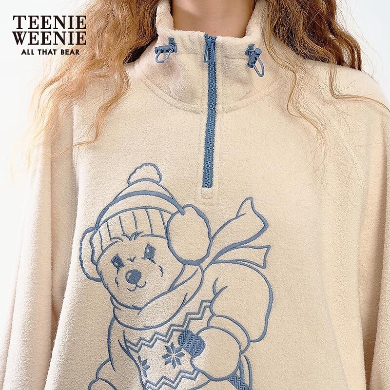 Teenie Weenie Women's Bear Graphic Stand-Collar Sweatshirt