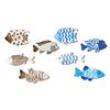 4Pcs Vintage Beach Wall Decor Nautical Coastal Wooden Fish Wall Art Ocean Style Fish Sculpture Lake House Hanging Decoration for Bathroom Bedroom