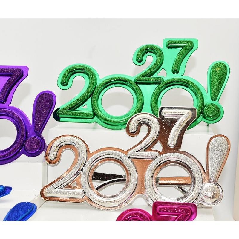 2027 Number Eyeglasses Happy New Year Glasses Diamond Glitter Sunglasses Cosplay Prop Xmas Party Decoration Funny Glasses