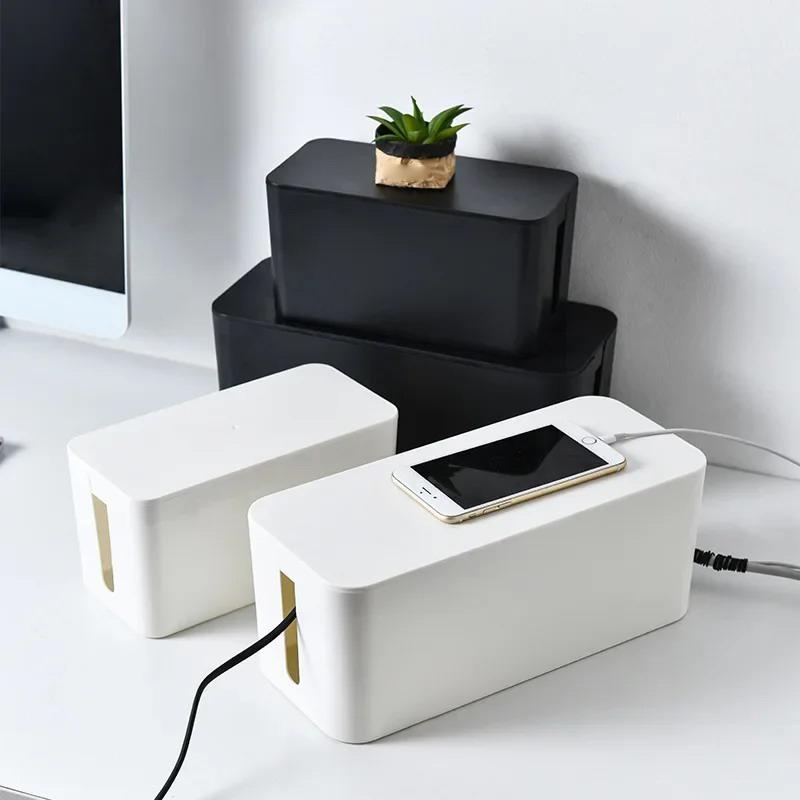 1pcs Cable Storage Box Power Board Wire Management Socket Strip Wire Case Dust Charger Socket Organizer Network Bin Charger
