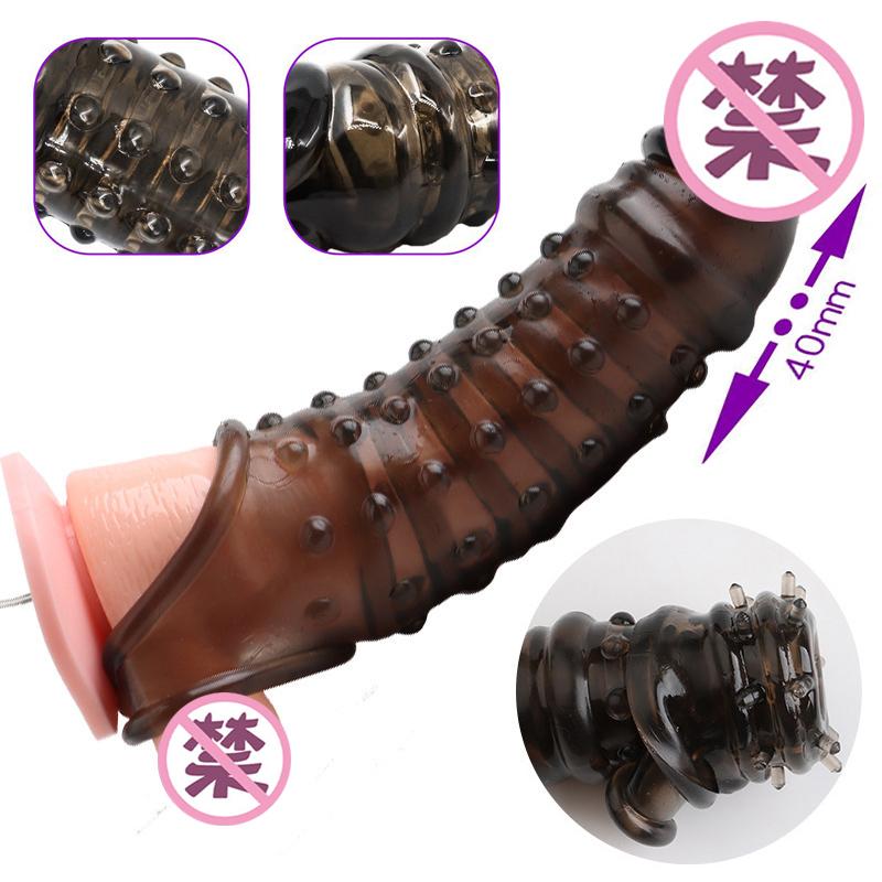 Penis Extender Cock Rings Reusable Delay Ejaculation Penis Condoms Dick Sleeve Silicone Glans Cover Enlargement Sex Toys For Men