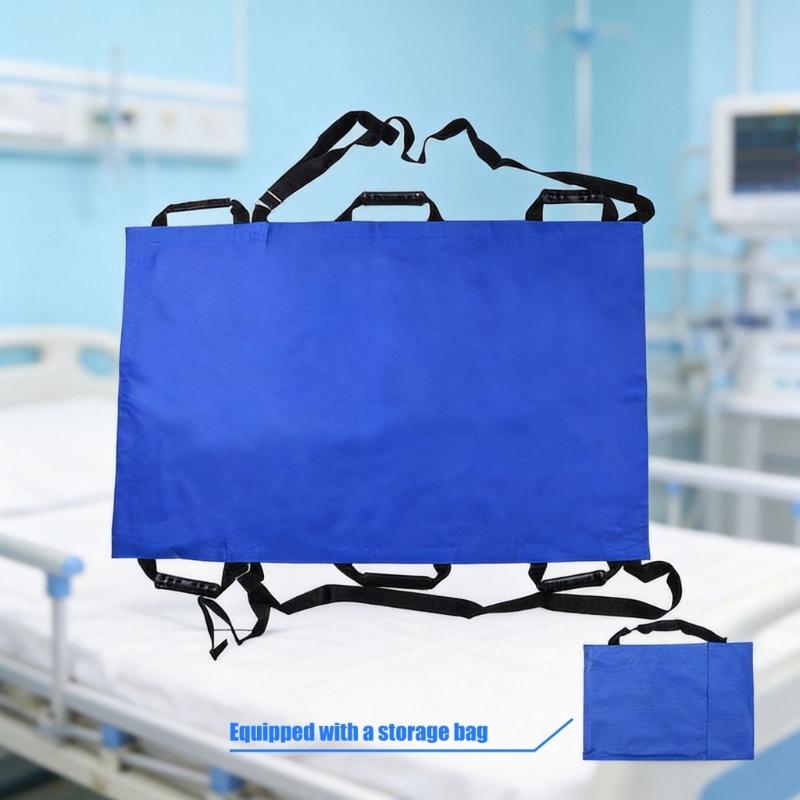 Oxford Cloth Patient Transfer Sheet with Multiple Handle and Shoulder Straps, Waterproof Foldable Soft Stretcher with Storage Bag for Home and Outdoor