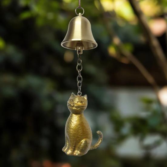 Cat Wind Chime Outdoor Kitten Design Wind Chime Garden Metal Cat Statue Hanging Memorial Ornament for Porch Decoration Cat Lovers Gift