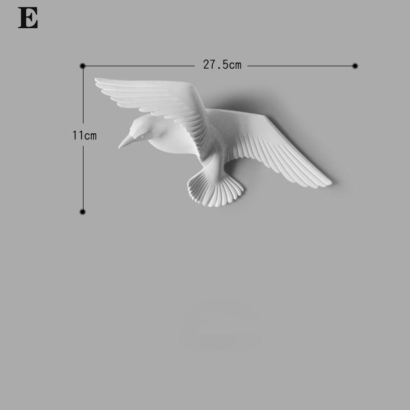 3D resin bird wall decorations three-dimensional wall stickers white gold bird statue living room TV sofa background wall art