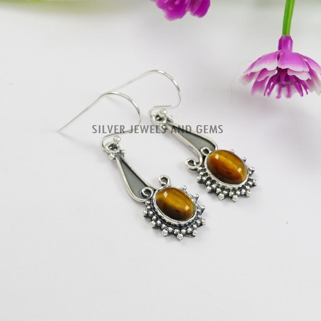 Oval Malachite Earrings: Handmade 925 Sterling Silver Gemstone Dangle