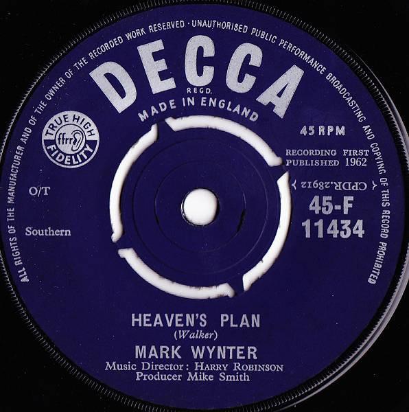 

7-дюймовая пластинка MARK WYNTER - Heaven s Plan 45F11434 Decca 1962 UK Rock б/у