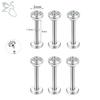 ZS 6-13 STK/LOT 16G Rustfritt Stål Leppe Labret Piercingsett Krystall Monroe Leppepiercing Øre Tragus Helix Bruskpiercing 6/8/10mm