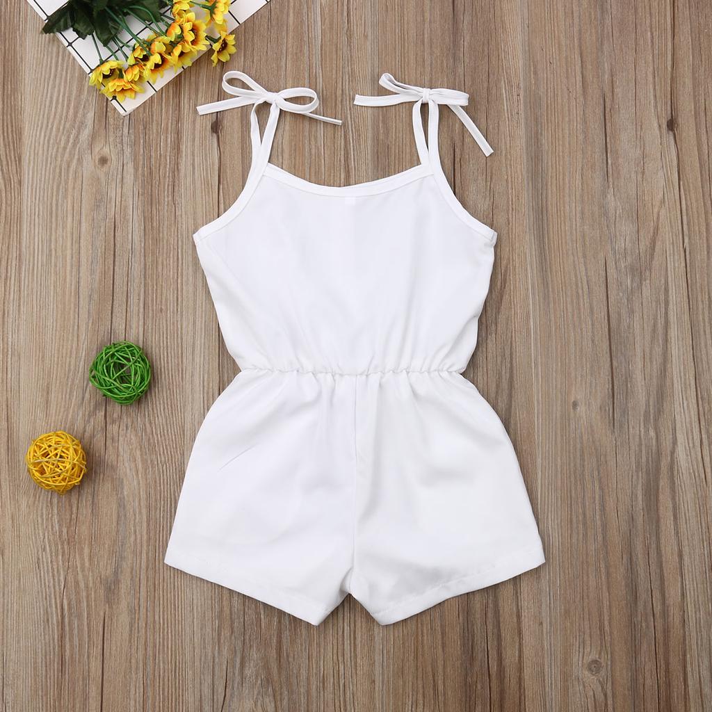 Womola Baby Girl Romper Solid Ruffled Strap Jumpsuit Summer Sleeveless Halter Bodysuit Onesie for Toddler Infant Girl