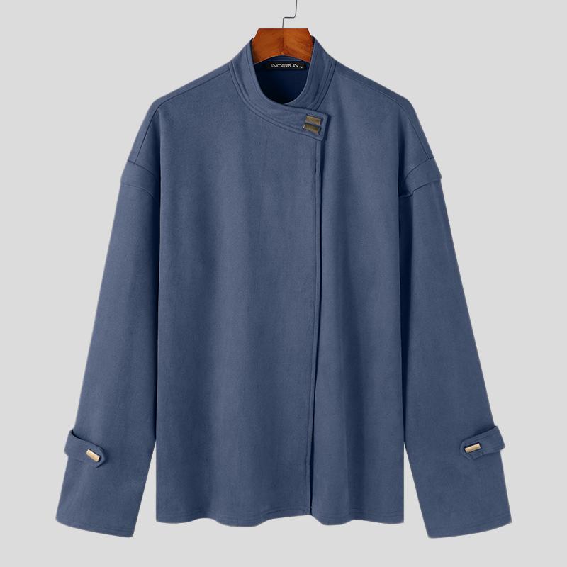 

INCERUN Мужские Куртки и Пальто без воротника с длинным рукавом на пуговицах свободного кроя 3XL синий