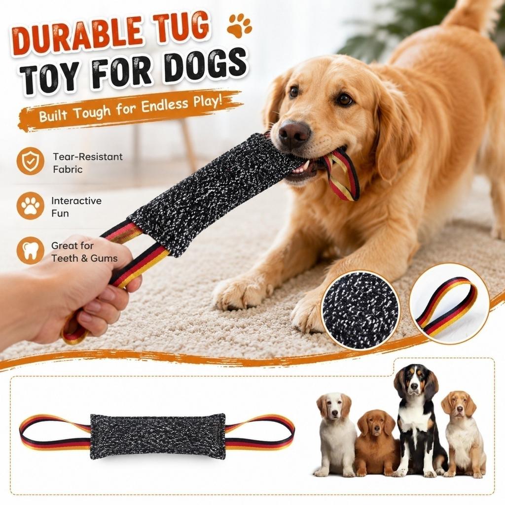 Durable Interactive Tug Toy for Dogs with Tear-Resistant Fabric and Chew-Resistant Design for Dental Health and Playtime Exercise