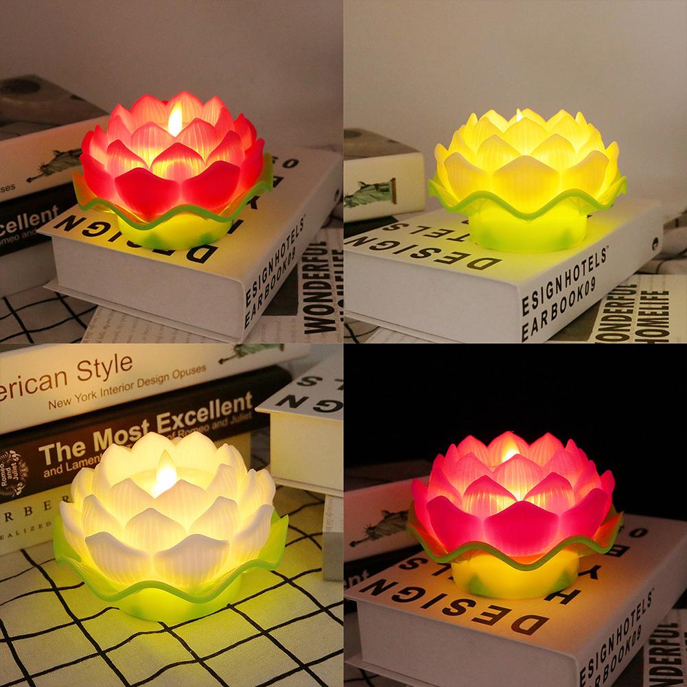 Romantic Love Mood Lamp Battery Operated Buddha Table Lamps Romantic Creative Simulation Lotus Night Light for Buddha Home Decor