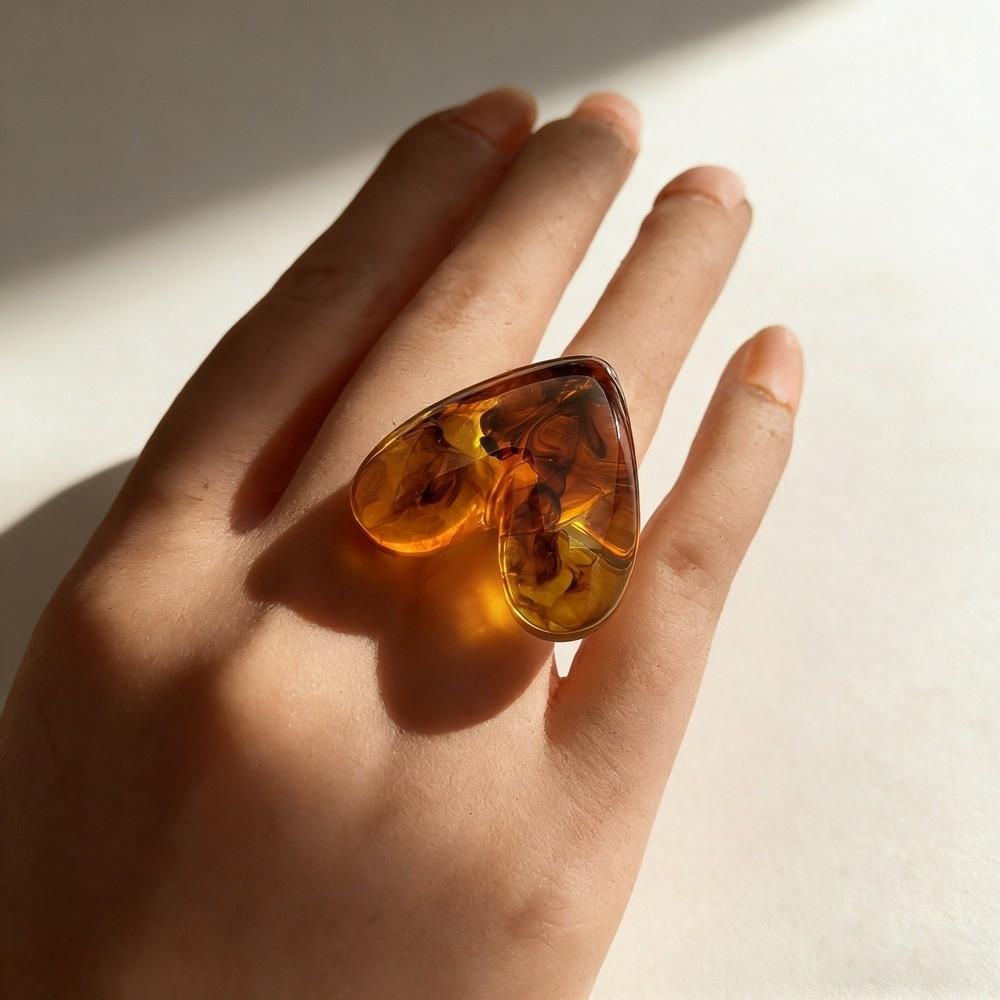 Einfacher offener Mundring Persönlichkeit Verstellbarer Ring Mode Herz Harzring Herren/Damen