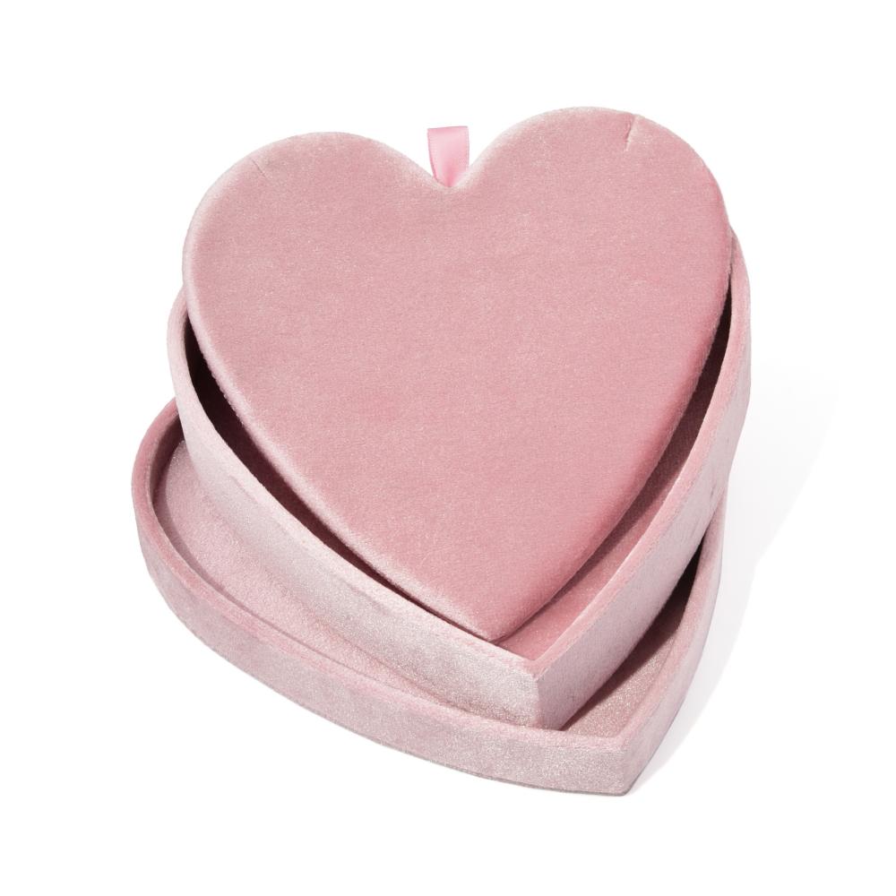 Heart Shaped Velvet Jewelry Box  Custom Logo Luxury Necklaces Earrings Jewelry Storage Box Romantic Wedding Gift Box