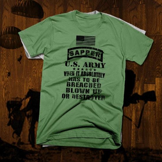 Combat Engineer T-Shirt Army Sapper Clear The Way Iraq Afghan War Combat Veteran L