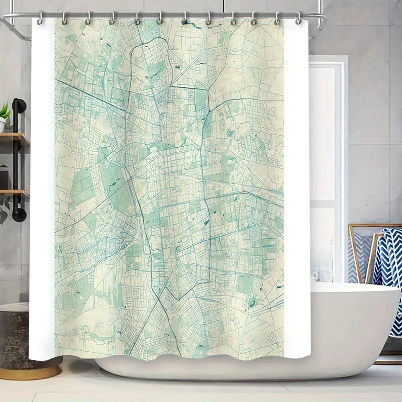 

Vintage World Map Shower Curtain Antique Old Map Bathroom Decor Washable Fabric Home Decor Room Divider W60H190(CM)-1 Pcs