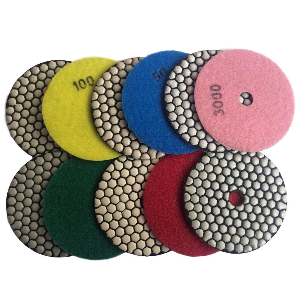 Konfor 100mm Diamond Polishing Pads, Dry Grinding Cutter for Marble and Granite, Pack of 7