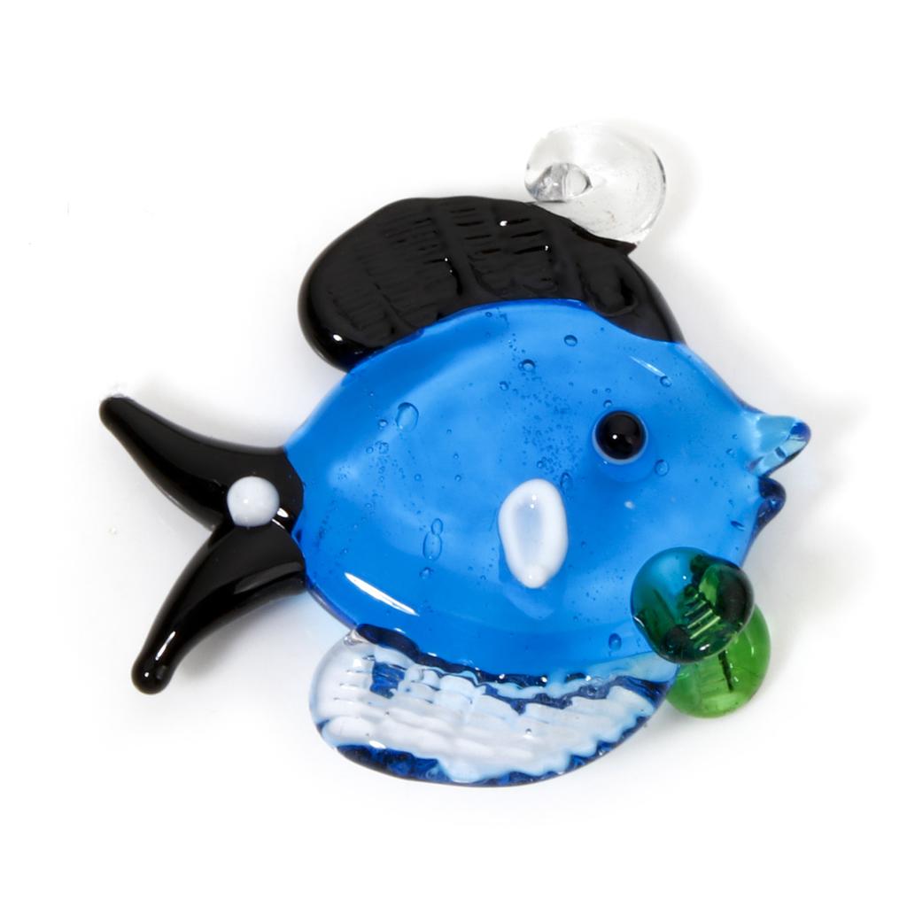 1 Piece 3D Fish Lampwork Charms Multicolor Glass Ocean Jewelry Pendants Cute Jewelry Accessories for Jewelry Making 3.5x3.4cm