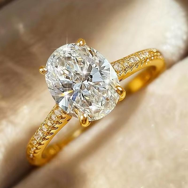 925 Zilver 1-8CT Zircon Prachtige Glanzende Ovalen Steen Ring Voor Vrouwen Verloving Bruiloft Luxe Hoge Kwaliteit Fijne Sieraden