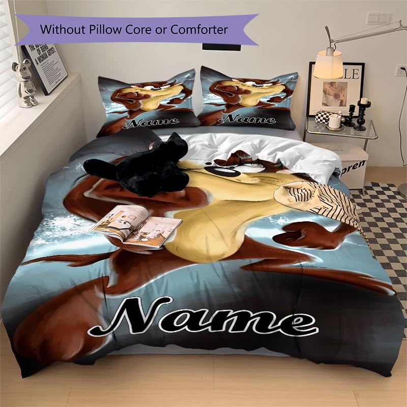 Custom Textile Thunder Cat Bedding 3 Piece Set HD Print Duvet Cover Pillowcases for Teens Adult Bedroom Decoration