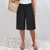 Women's Elastic Waist Bermuda Shorts Casual Loose Straight Leg Knee Length Pants