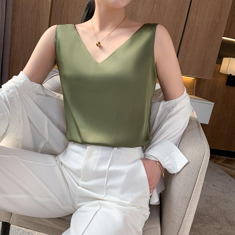 Front and Rear V-neck Small Suspender Women's Summer Simple Atmosphere Versatile Vest Fashion Sleeveless Top