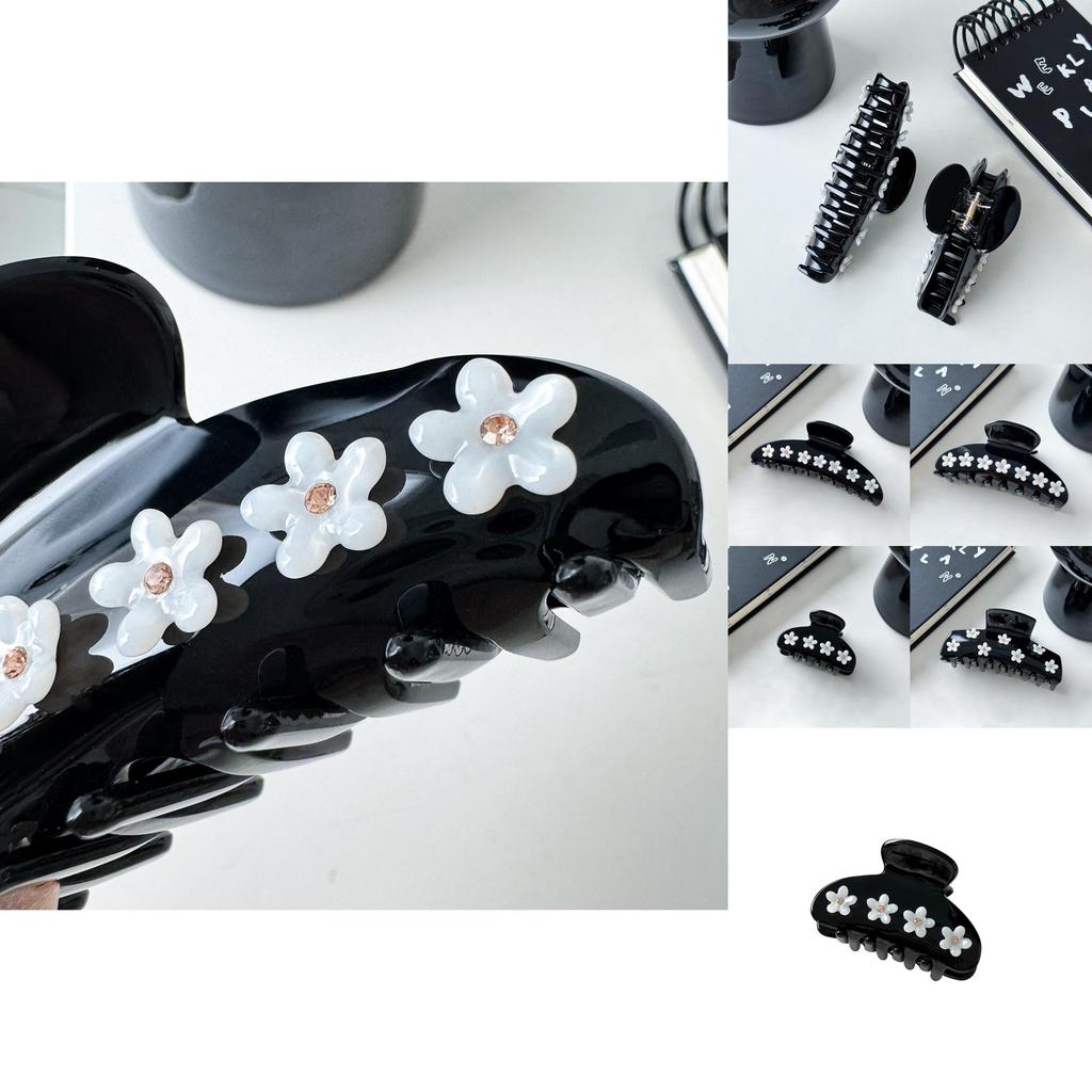 Elegant French Style Floral Hair Claw Large Size Acetate Rhinestone Clip For Women