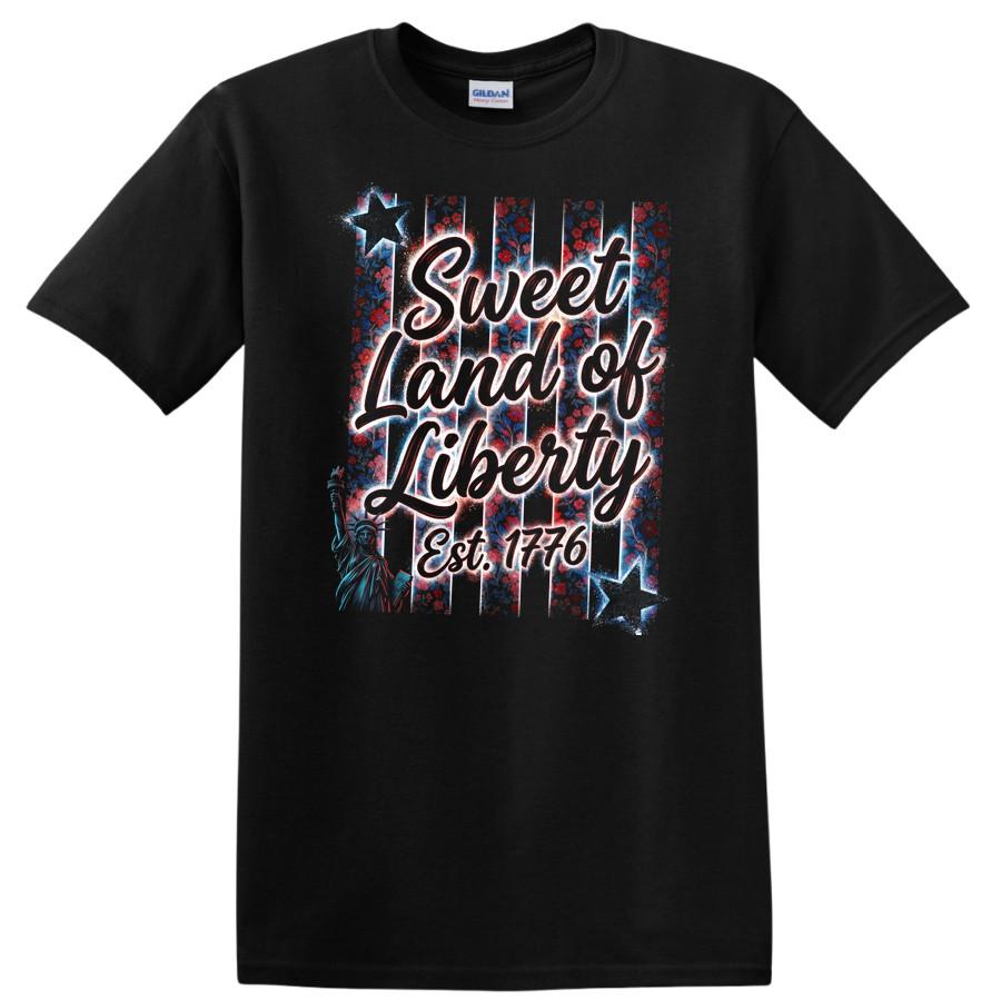 Sweet Land of Liberty Est 1776 T Shirt USA Independence Day Vintage Tee 4XL