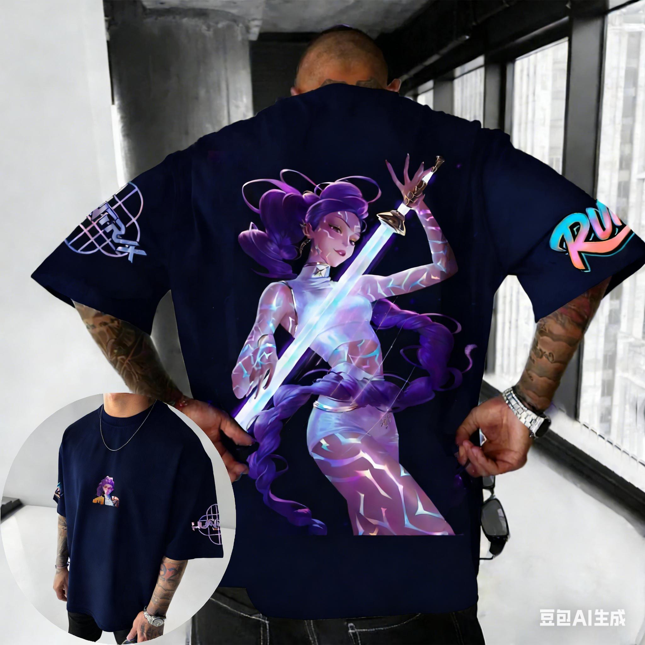 

KPop Demon Hunter Lead Singer of HUNTRX Rumi Officially Authorizes Netflix Anime Movie 2026 Summer Mens Luxury Cotton Tshirt 4XL
