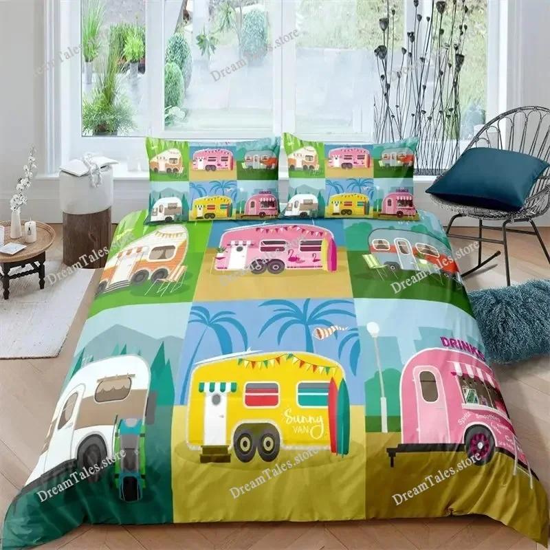 Felice Campeggio Stile Rustico Stile Camper Copripiumino Federa Set Biancheria da Letto Coperta Quilt Letto Matrimoniale Tessile per la Casa Regalo di Lusso36