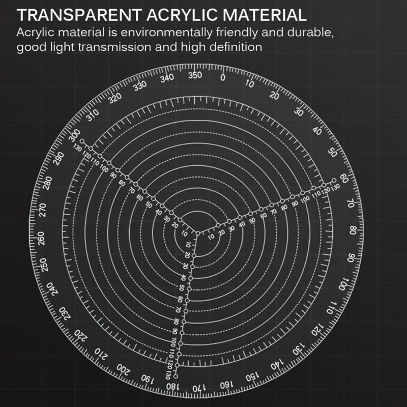 20Cm/7.87In Round Center Clear Plastic Finder Lathe Work Compass Circle Gauge Processing Tools For Wood Turning Drawing