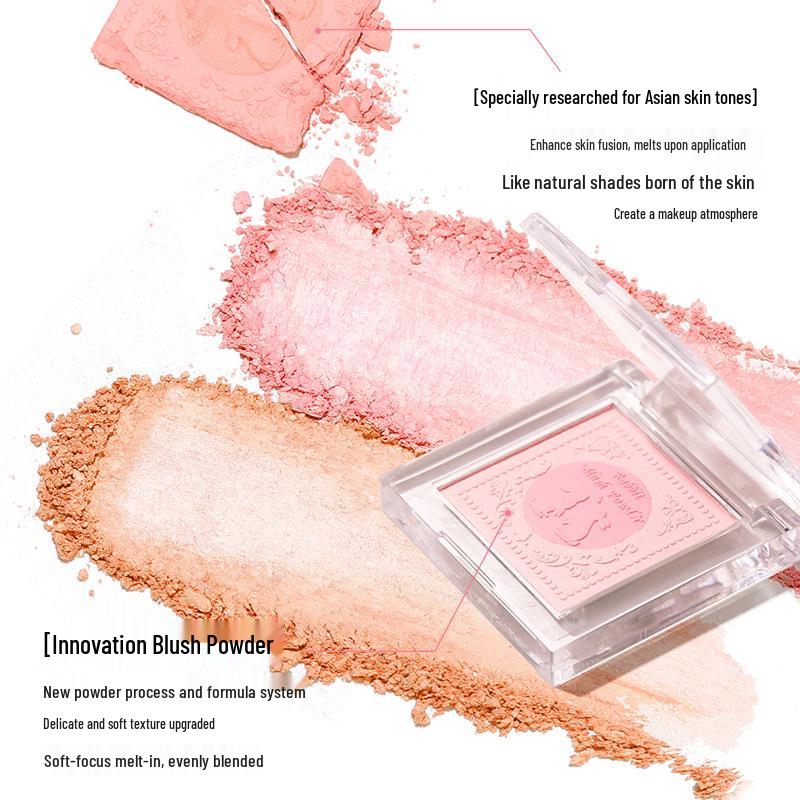 XIXI Rabbit Pupu Sheer Spring Blush: Natural 3D Color, Enhances Complexion, Matte Finish.