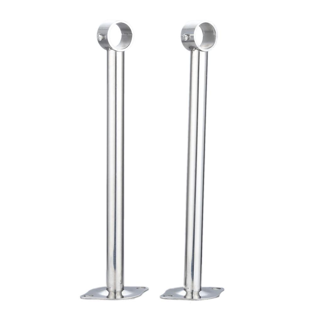 DRELD 2pcs Wardrobe Flange Base Rail Support Bracket Stainless Steel Curtain Rod Socket Fit 25mm Tube +Screws 150/200/250/300mm