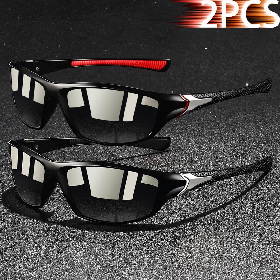 2 Pieces Fashion Vintage Sports Sunglasses Men Women Fishing Running Cycling  Sport Man Sun Glasses Anti-Glare UV400 Eyewear