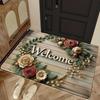 1pcs Wood Flower Pebble Welcome Rug Doormat NonSlip Entryway Rug Living Room Bedroom Kitchen Washable Outdoor Indoor Floor Mat