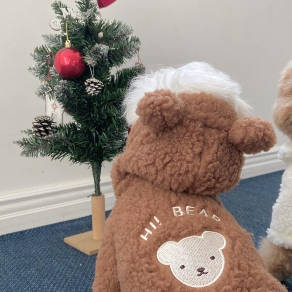 Cartoon Bear Pattern Plush Dog Hoodie Zipper Pet Clothes New Cats Coat Jackets for Large Small Pet