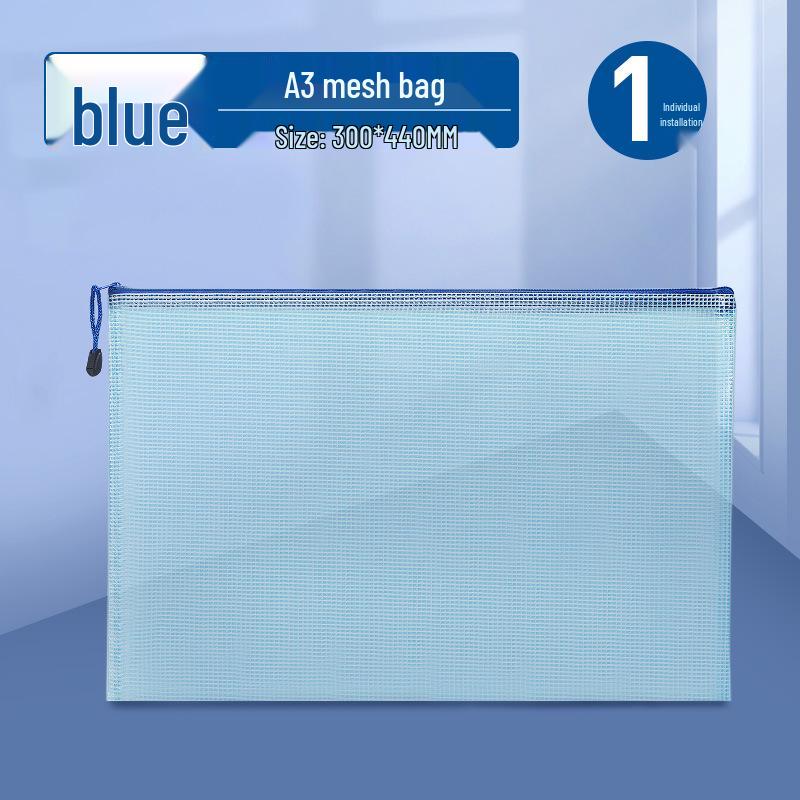 

A3 Waterproof Transparent Grid File Bag with Zipper - Large Capacity for 8K Drawing Paper