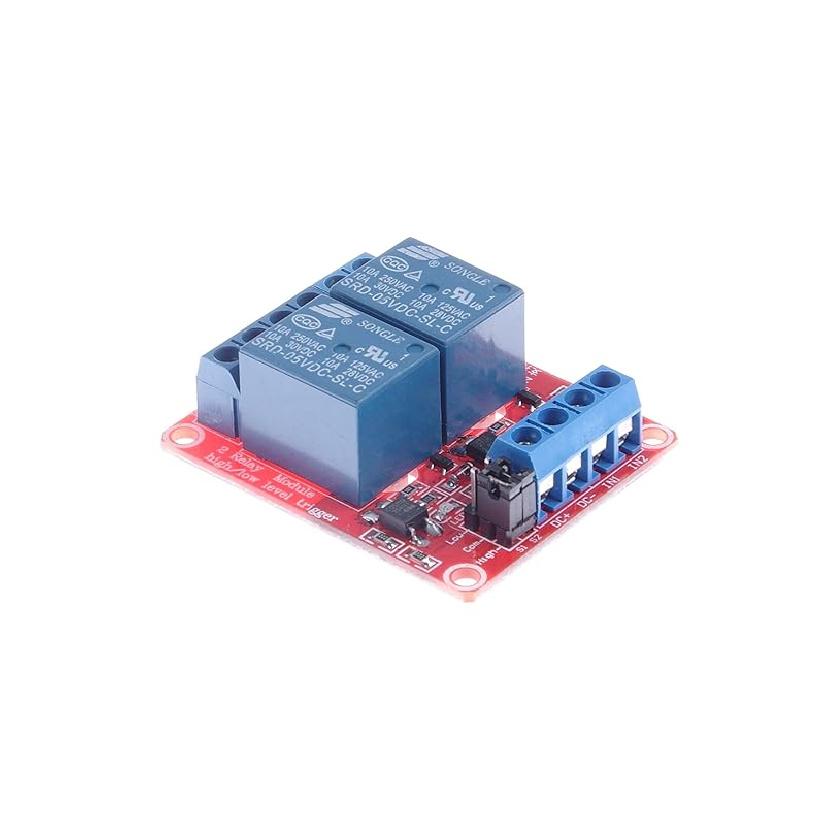 24V 2-Channel Relay Module with Optocoupler Relay Board High Low Trigger with LED Load DC 30V AC 250V 10A for PLC Automation Control, Industrial