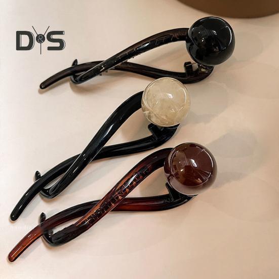 3Pcs Banana Clip Set Beads Decor French Style Hair Clips Women Non-Slip Twist Ponytail Buckle Clips Hair Accessories