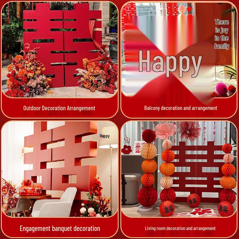 3D Double Happiness Wedding Ornament: Extra-Large Floor-Standing Decor for Living Room or Engagement Background