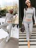 Women's Casual Tracksuit: Round Neck, Long Sleeve, Low Waist Flared Pants